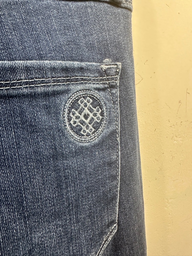 Laurie Felt Los Angeles Jeans Women Sz 10 Blue Flare Frayed Hem 5-Pocket Stretch - Picture 9 of 15